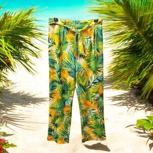SOHO Tropical Light Weight Pants Colorful Size L ORANGE GREEN YELLOW AND WHITE